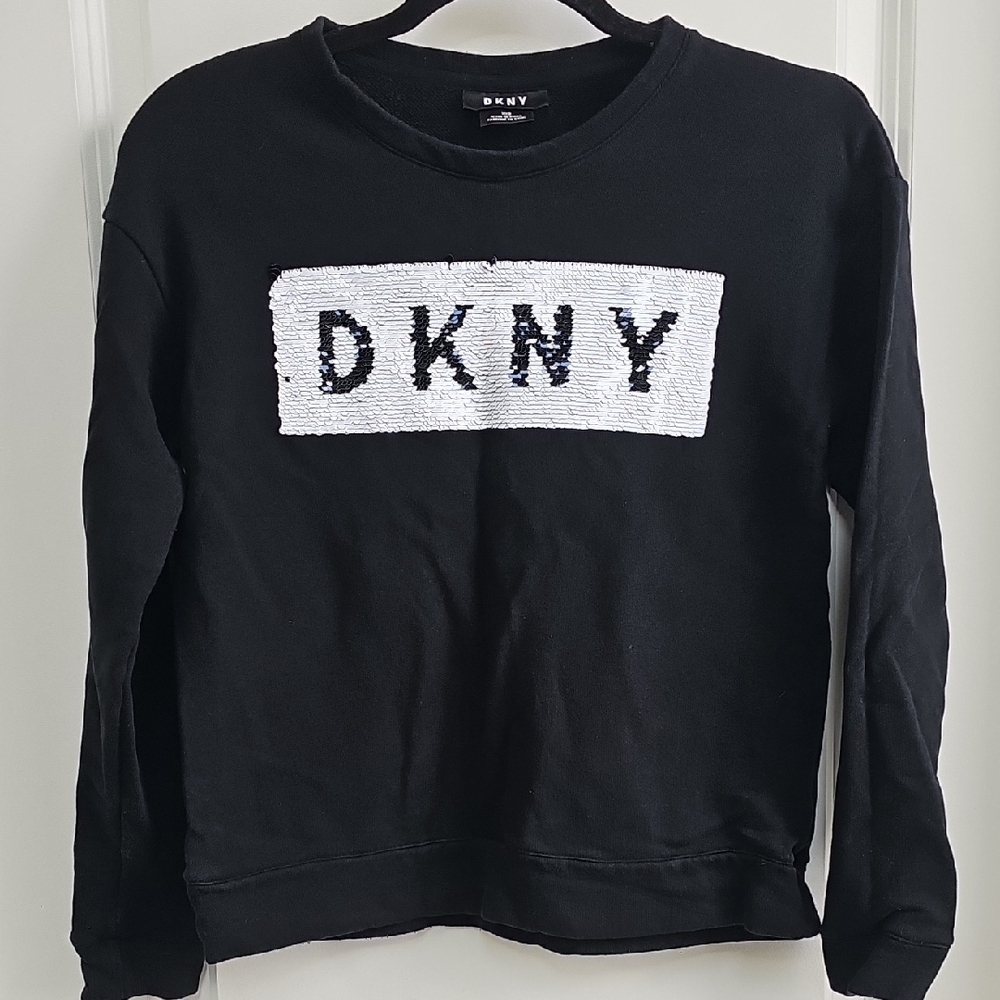 DKNY Black and White Crew Neck Sweater